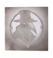 Laser Titanium Engraved Plague Doctor on White Tile 6" x 6" x 1/4"