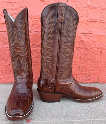 Jose Sanchez Boots, 9.5D Men's Genuine Brown American Alligator Cowboy Boots
