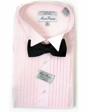 Men's Pink Tuxedo Shirt With Black Satin Bowtie