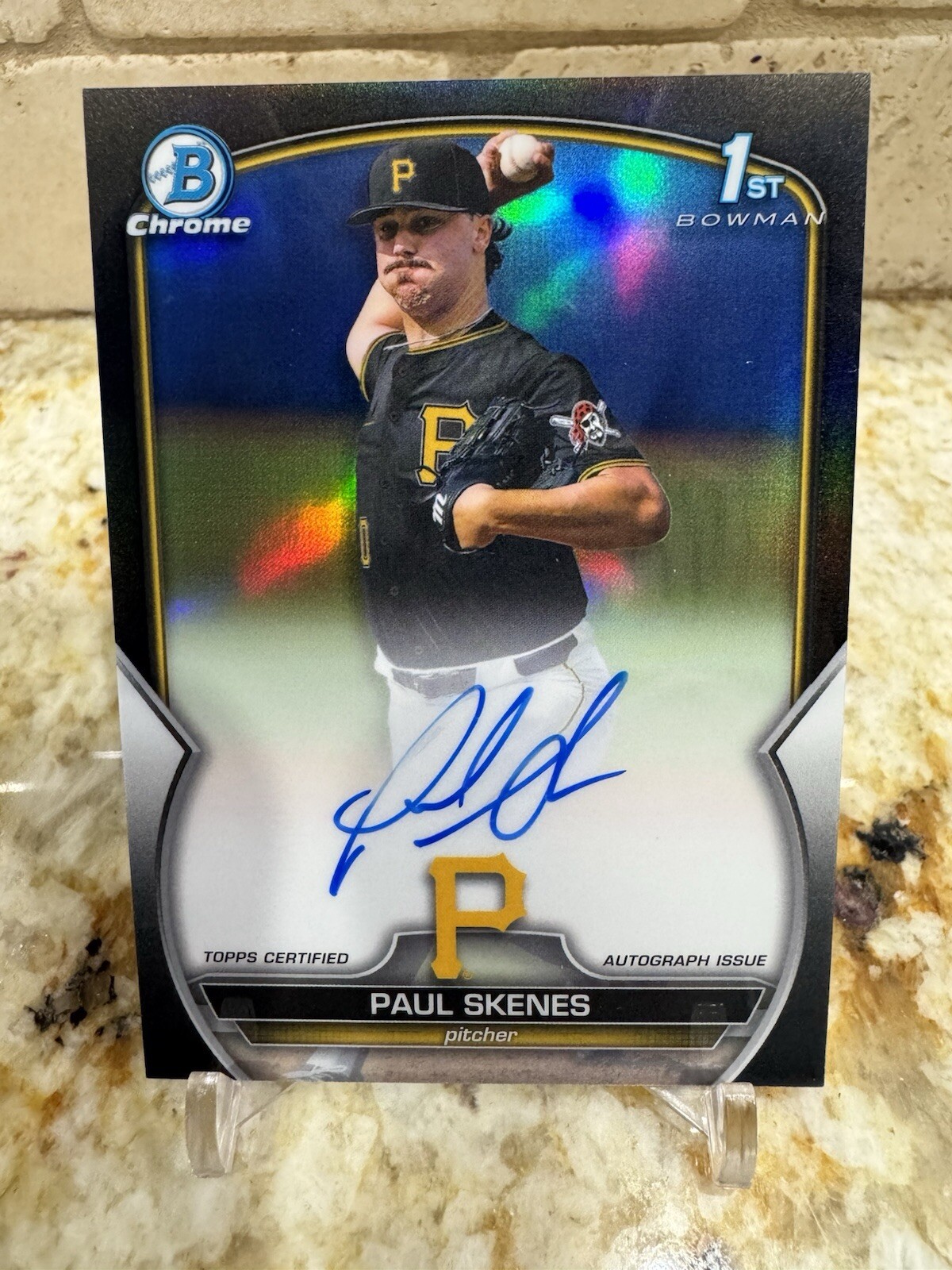 PAUL SKENES 2023 Bowman Chrome Draft Prospect Black Refractor Auto 6/75 #CDAPS