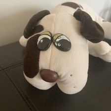 Vintage TONKA POUND PUPPY White W/ Brown Spots Stuffed Dog 1985 Large 18 IN