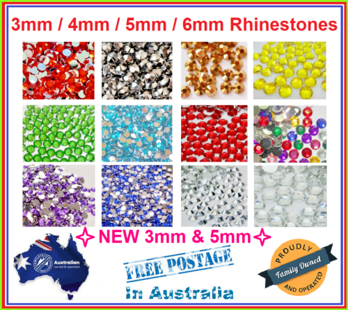 1000/2000x Coloured 3mm / 4mm / 5mm / 6mm Rhinestones Crystal Cut Acrylic Colour - Picture 1 of 32