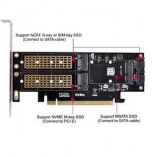 CABLECY PCIE PCI Express PCI-E Dual SATA to NGFF NVME MSATA M-Key B/M-key SSD