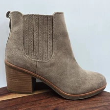 Sofft Sadova Chelsea Boots Women's 8.5M Taupe Suede Comfort Block Heel Booties