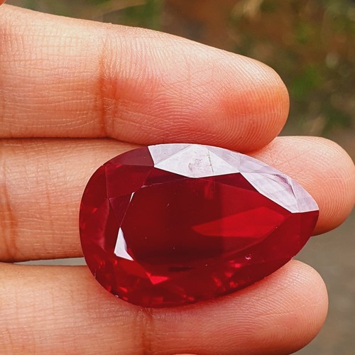27.00 Cts Natural Mozambique Red Ruby Pear Cut Certified Gemstone - Picture 5 of 7