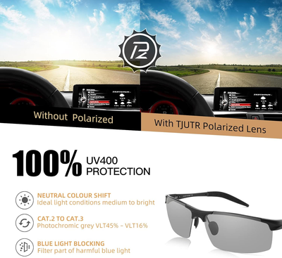 TJUTR Fotocromatici Occhiali Da Sole Polarizzati Uomo, Metallo