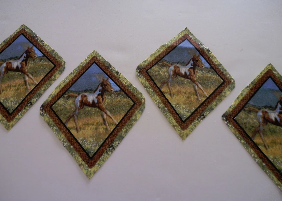 Tela 4 Cuadrados Corte, Paneles - Blanco, Marrón Pony Diamante Cuadro - Coser Edredón Artesanía Foto 2 de 2