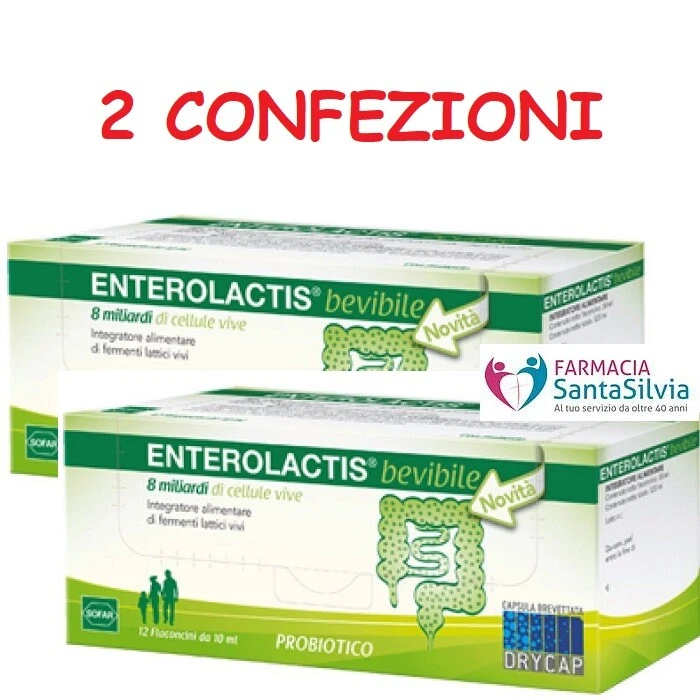 2 X ENTEROLACTIS 12 FLACONCINI FERMENTI LATTICI 8 MILIARDI CELLULE VIVE
