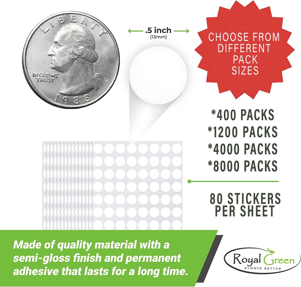 Royal Green Colored Coding Dot Stickers Round Circle Label 1/2 inch ...