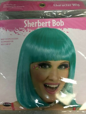 Fun World Green Sherbert Bob Wig Costume Adult OSFM NIP NEW
