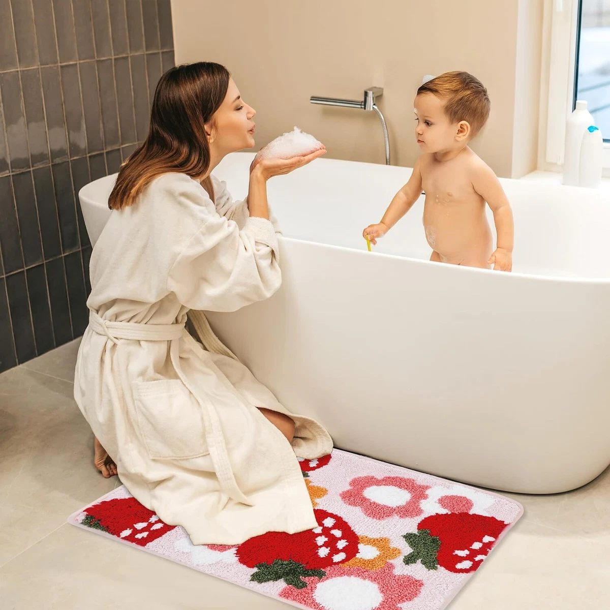 Cute Bath Mats for Bathroom Non Slip Strawberry Bathroom Rugs Fun Bath Rug  for B