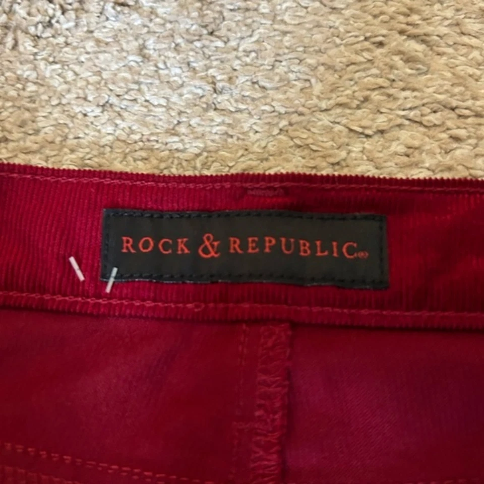 Pantalón Rock & Republic Berlín Rojo Ajustado Pana Talla 8 Foto 4 de 4