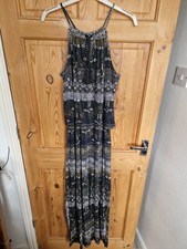 Womens Next Grey Patterened Summer Maxi Dress Size 8