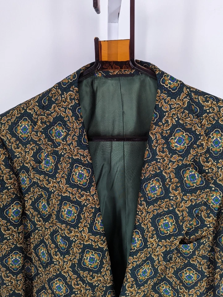 Chaqueta Blazer Vintage Años 60 Bruce Douglas Mod Op Art Paisley Dandy 42" Correas NJ Foto 3 de 4