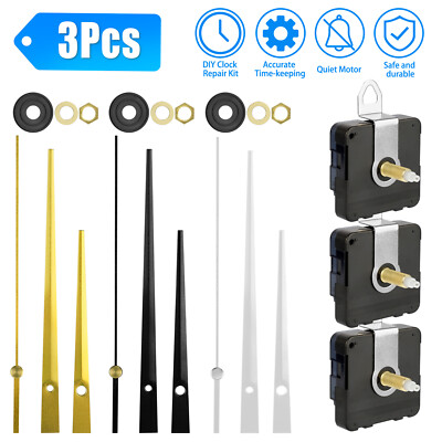 3PCS DIY Wall Quartz Clock Movement Mechanism Replacement Repair Parts Hands Kit