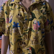Funny Hawaiian Style Button Up Mens Med. Yellow Shirt “Bananas & Blow”