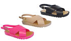 New Girls Cross Band Casual Slingback Platform Flat Sandals Clearance-(Volar-K)