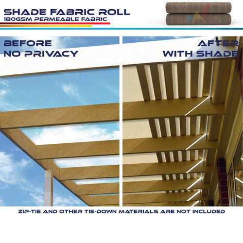6ft Brown Fabric Roll Sun Shade Cloth UV Awning Yard Patio Privacy Fence Screen - Picture 5 of 7