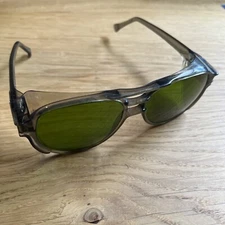 Vintage Steampunk Safety Glasses Green Lenses And Screen Shields 1950s AO 5 3/4