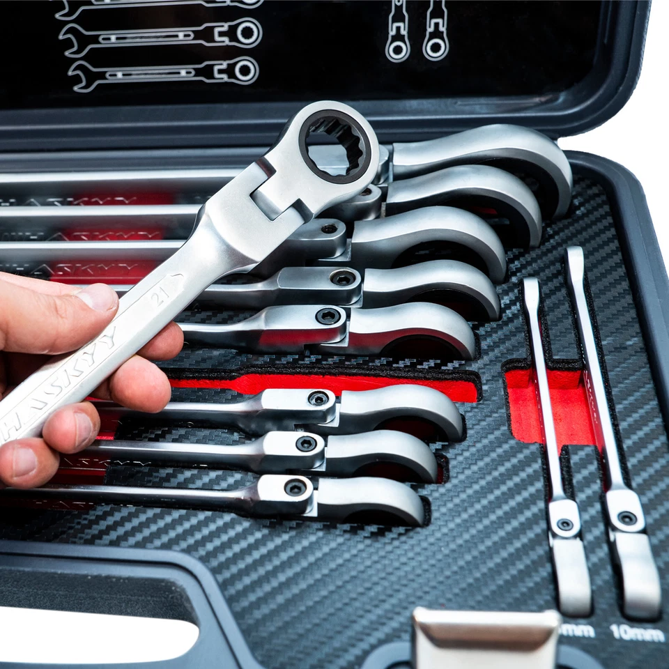Gelenk Ratschenschlüssel Set Ring Maul Schlüssel Satz 8-32mm Werkzeug 13 tlg - Bild 4 von 4