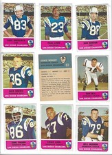 1962 Fleer San Diego Chargers 10-cards Mix Ladd (R) Faison (R) Lowe Kocourek