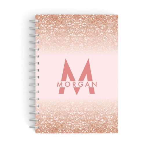 PERSONALISED NOTEBOOK PRINTED GLITTER NAME CUSTOM INITIALS A5 NOTEPAD PADS BOOKS - Picture 1 of 5
