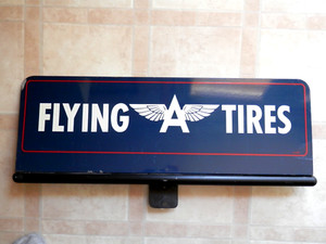 Flying A Tire Sign double Sided Painted Metal Real And Original Seldom Seen...