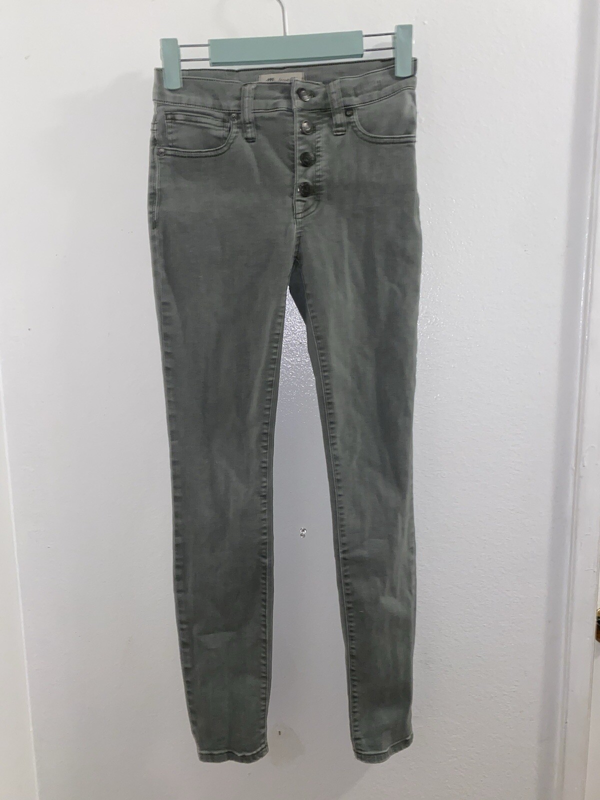 Madewell Women's High Rise Skinny Jeans Size 24 Green Cotton Stretch Blend-image
