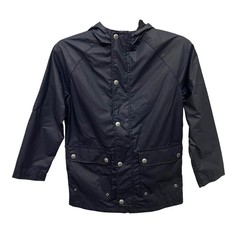 Gap Kids Boys Navy Blue Hooded Raincoat Jacket Size Large 10 Zip Snap Front