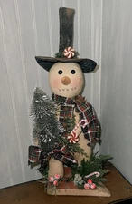 Primitive style Snowman hand made by me  Winter  Berries Christmas  tree Candy