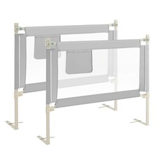 2PCS 47" Bed Rails for Toddlers Vertical Lifting Baby Bed Rail Guard w/Lock Grey