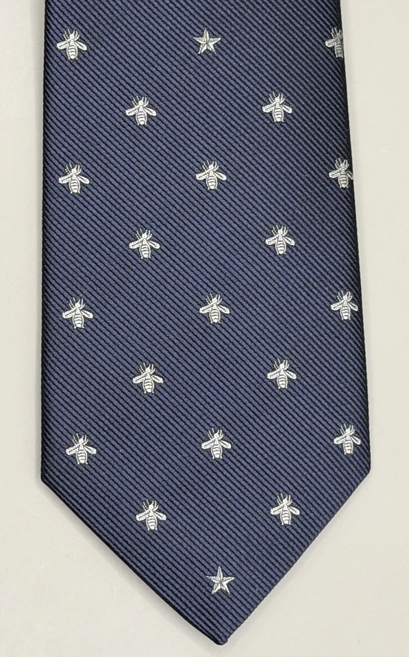 Gravata Gucci Bees & Stars azul marinho autêntica - Imagem 3 de 4