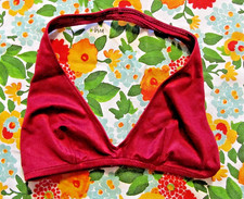 Vintage 1960's/ 70's burgundy satin halter bikini top