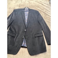 Lauren Ralph Lauren Mens Black Corduroy Blazer Elbow Patches Duck Lining 48L