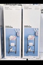 Room Essentials 2 Pack Rolling Bathroom Black Storage 3 Tier Cart Shower Caddy