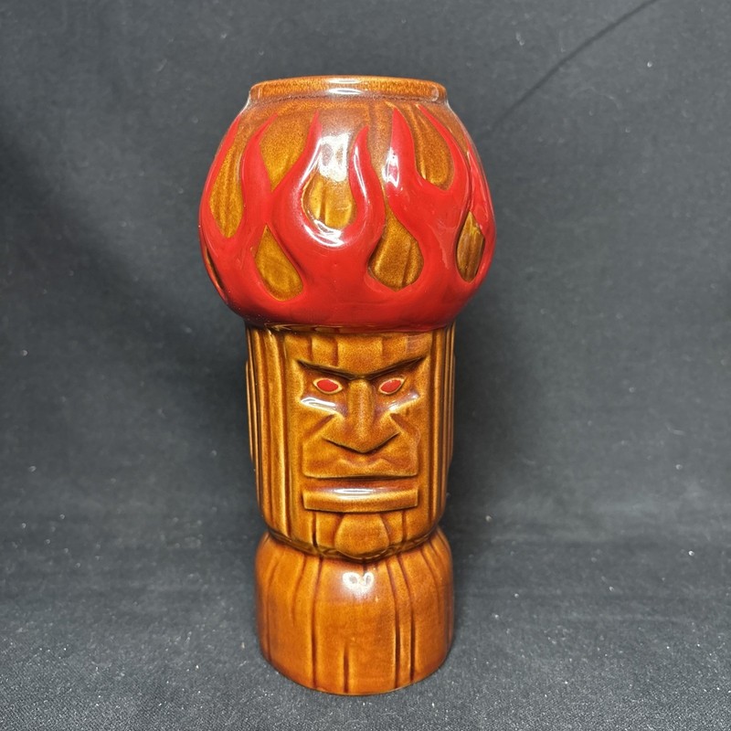 7" Joe Vitale Tiki Farm 2002 "Hot Head" Ceramic Tiki Mug Barware