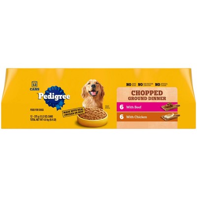 PEDIGREE CHOPPED GROUND DINNER Adult Canned Soft Wet Dog Food Variety Pack