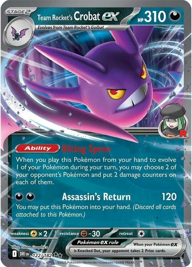 Pokemon Team Rocket's Crobat ex - 122/182 - Double Rare NM-Mint