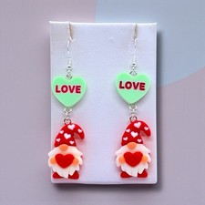 Valentine Gnome  Love   Dangle Earrings Valentine Jewelry