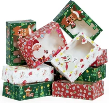 12 PCS Christmas Cookie Boxes for Gift Giving, 8.75" X 5.75" X 2.75" Bakery Trea