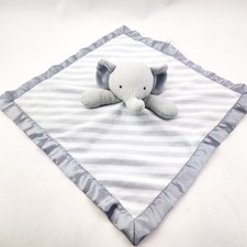 Cloud Island Gray Elephant Lovey Striped Baby Security Blanket Satin Trim 2018 b