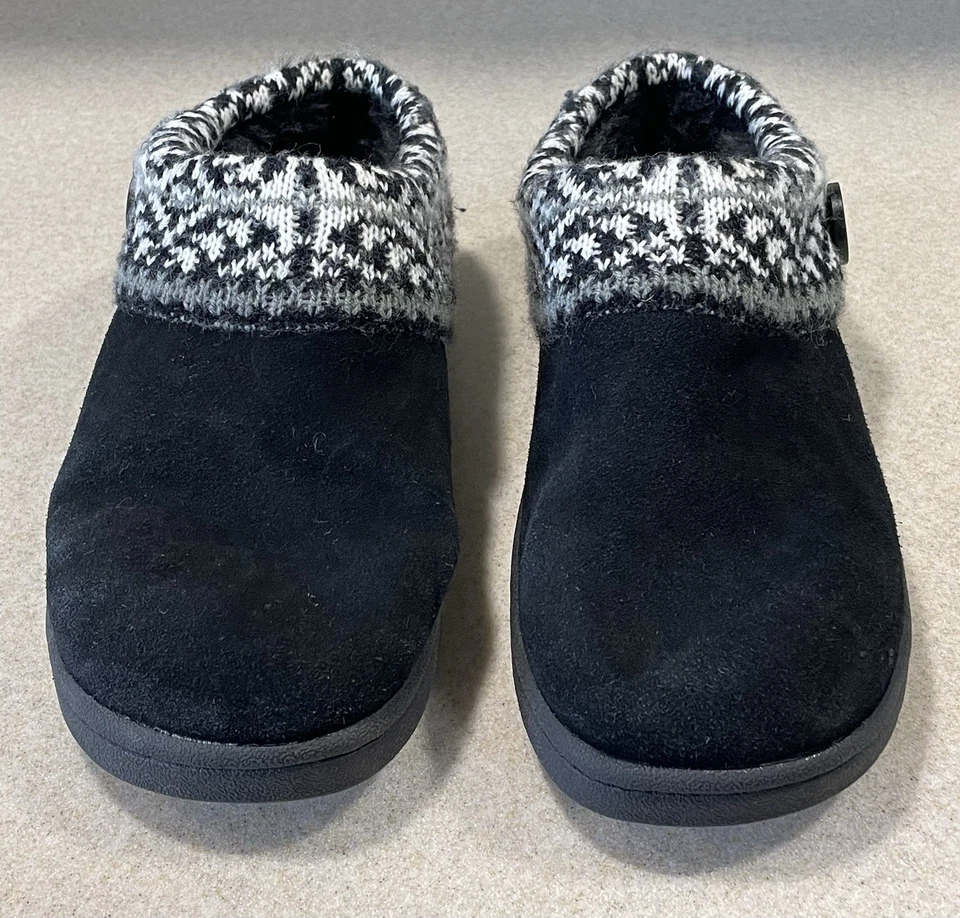 Clarks Negro Cuero Gamuza Zueco Zapatillas Mujer 9M Tejido Suéter Cuello Sin Cordones Foto 2 de 4