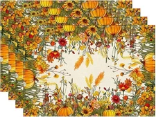 XCHI Fall Color Wild Placemats Set of 4 （12x18 Inch）, Colored 