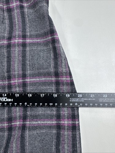 Brooks Brothers Wool Plaid Short Sleeve Sheath Dress Gray Purple Career Size 8 - Picture 11 of 14