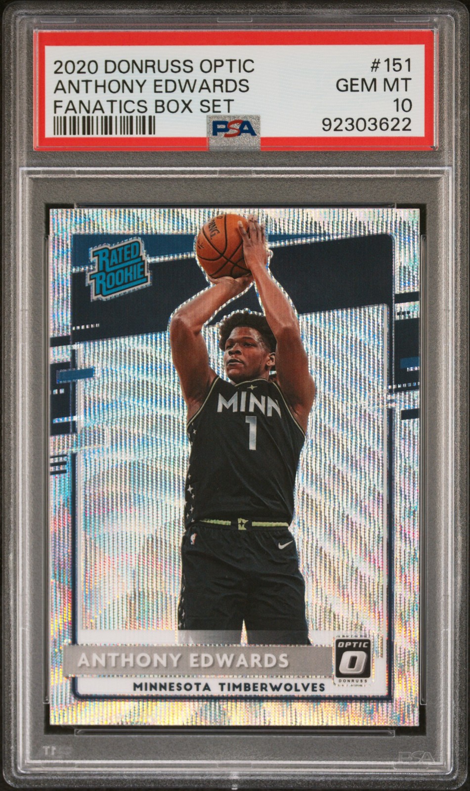 Anthony Edwards 2020 Panini Donruss Optic Fanatics Box Set #151 PSA 10