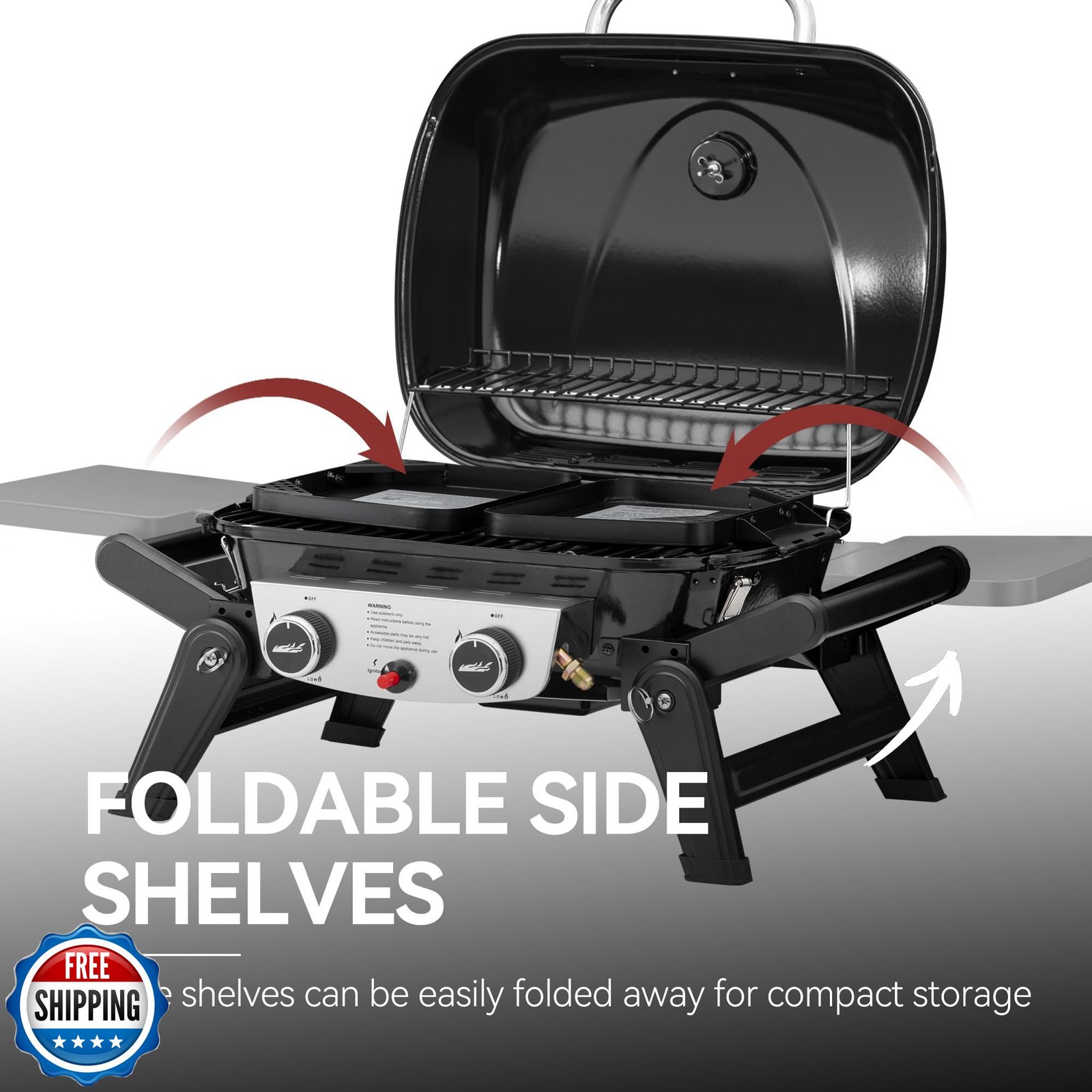 Royal Gourmet GT2005 2 Burner Portable Propane Gas Grill with Fol