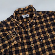 Carhartt Flannel Button Down Shirt Mens XL Brown Plaid Long Sleeve Workwear