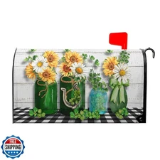Anyako Saint Patrick's Day Spring Green Clover Mailbox Covers Mag
