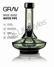 GRAV® PEQUEÑA PIPA DE AGUA BASE ANCHA DE 8,25” EN HUMO CON DETALLES NEGROS, ¡VIDRIO GRUESO!