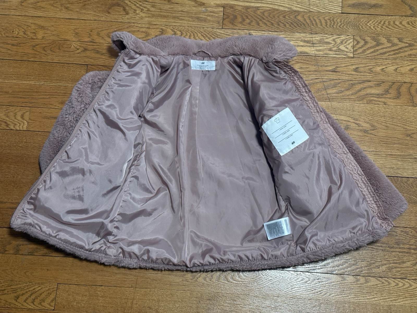Girls (6X/7) H&M Light Brown/Pinkish Teddy Coat with 2 Large Front Pockets  thumbnail 8